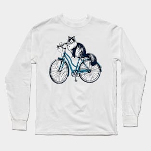 Ragdoll Cat On A Bicycle Long Sleeve T-Shirt